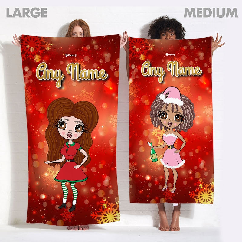 Womens Personalized Festive Sparkle Beach Towel