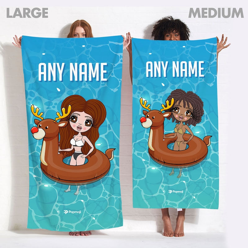 Womens Personalized Inflatable Reindeer Beach Towel