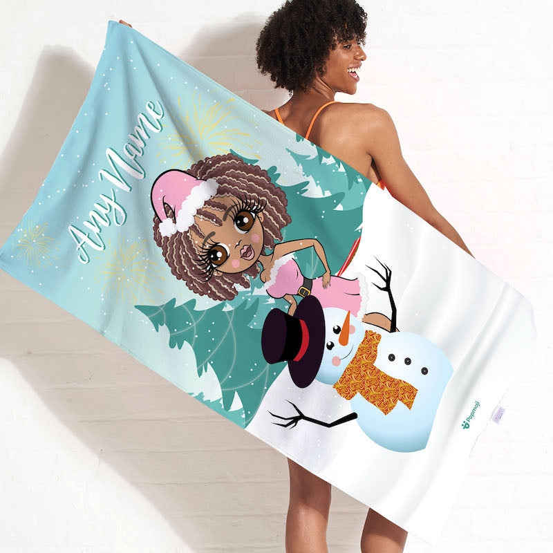 Womens Personalized Snow Fun Beach Towel