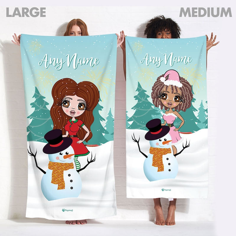 Womens Personalized Snow Fun Beach Towel