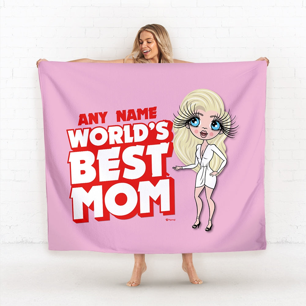 Womens Personalized World's Best Mom Fleece Blanket - Image 1