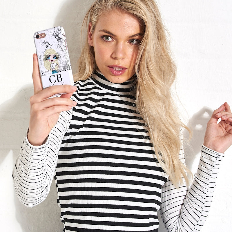 Womens Personalized The LUX Collection Black and White Marble Phone Case