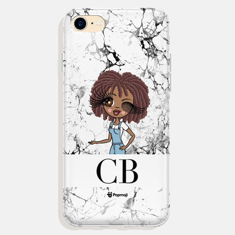 Womens Personalized The LUX Collection Black and White Marble Phone Case