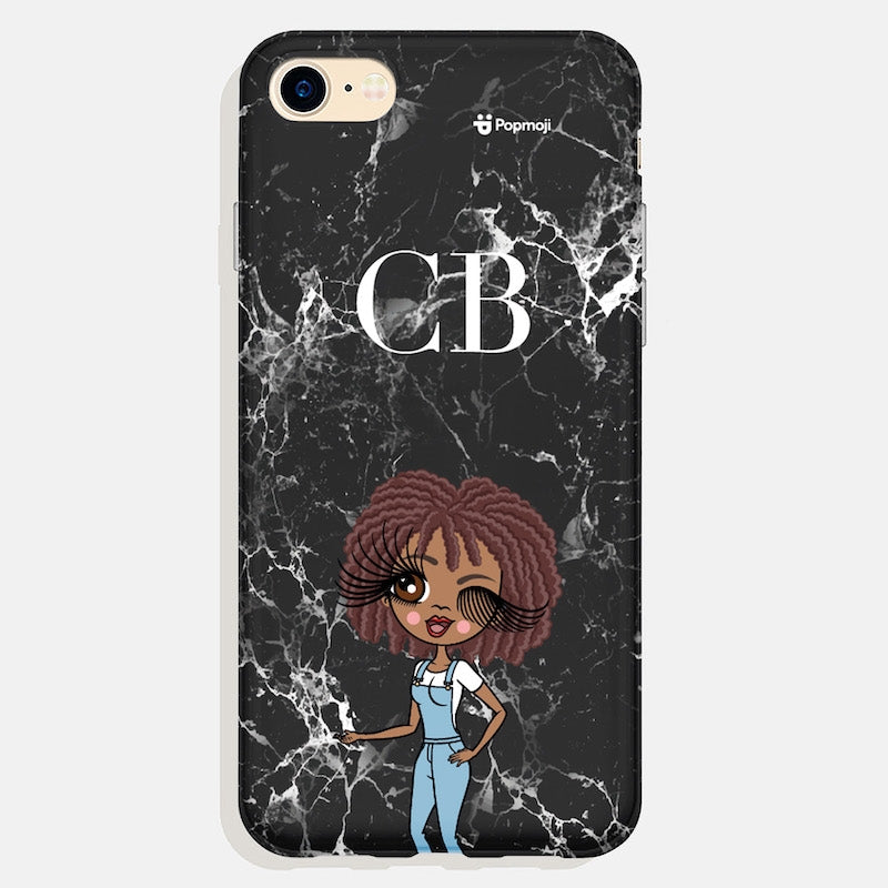 Womens Personalized The LUX Collection Black Marble Phone Case