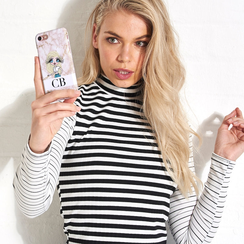 Womens Personalized The LUX Collection Pink Marble Phone Case