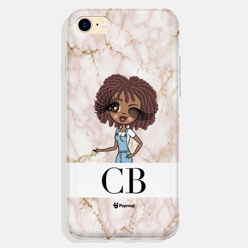 Womens Personalized The LUX Collection Pink Marble Phone Case