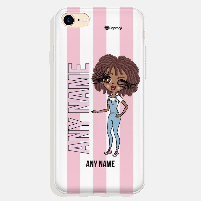 Womens Personalized Pink Stripe Phone Case