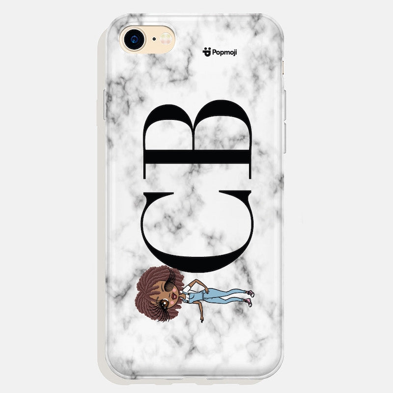 Womens Personalized The LUX Collection White Marble Landscape Phone Case