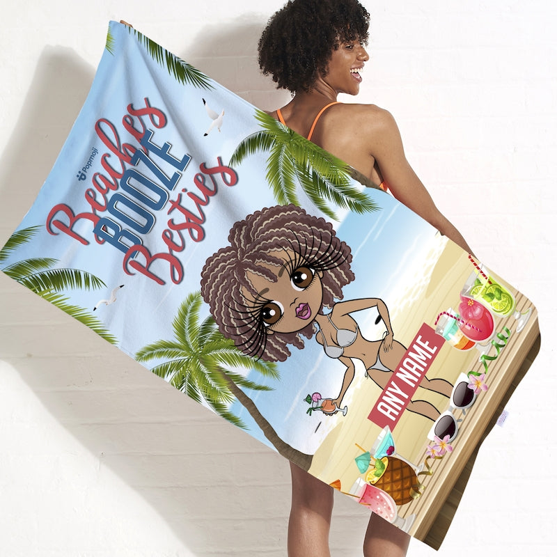 ClaireaBella Personalized Beaches, Booze & Besties Trip Beach Towel - Image 1