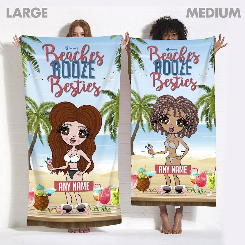 Womens Personalized Beaches, Booze & Besties Trip Beach Towel