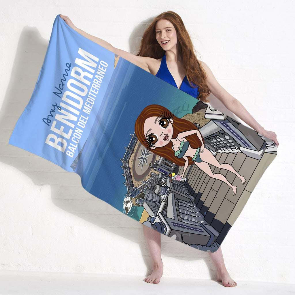 Womens Personalized Benidorm Balcon Del Mediterraneo Beach Towel - Image 3