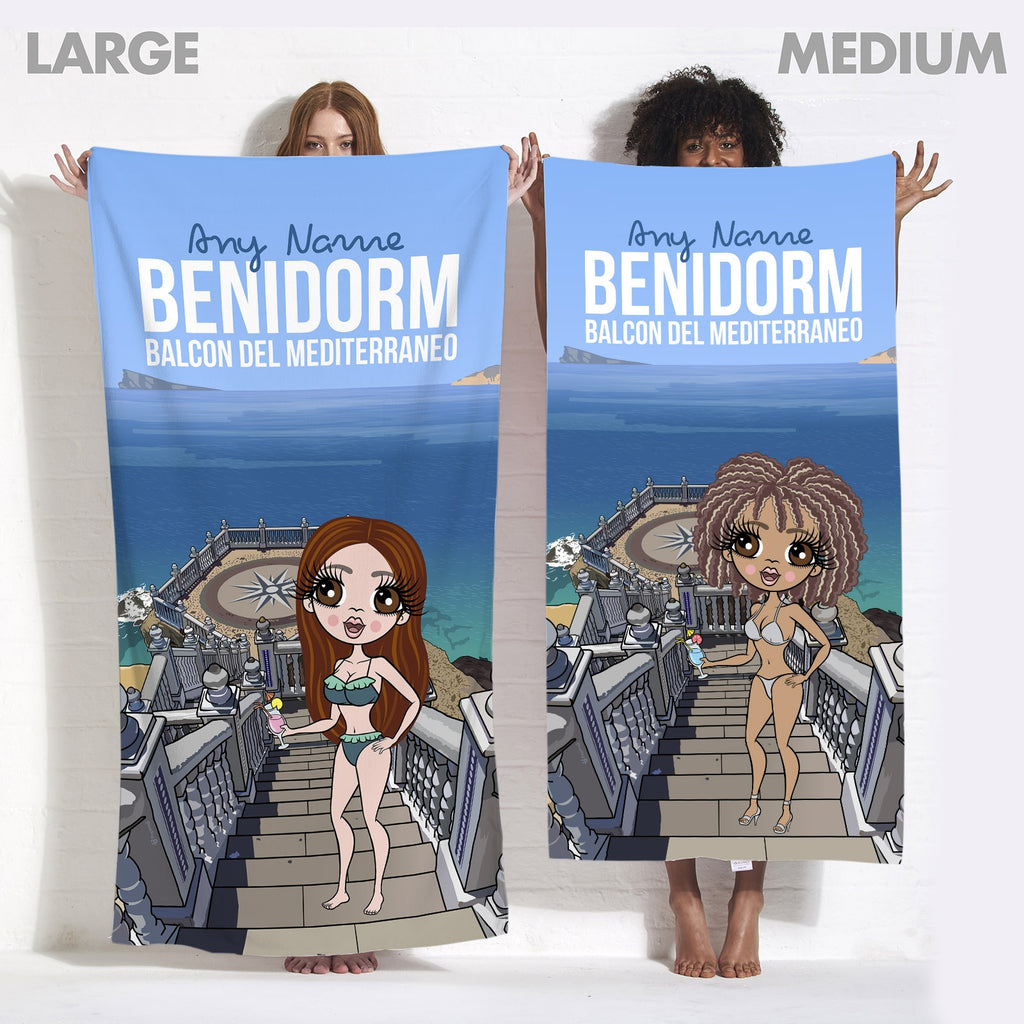 Womens Personalized Benidorm Balcon Del Mediterraneo Beach Towel - Image 4
