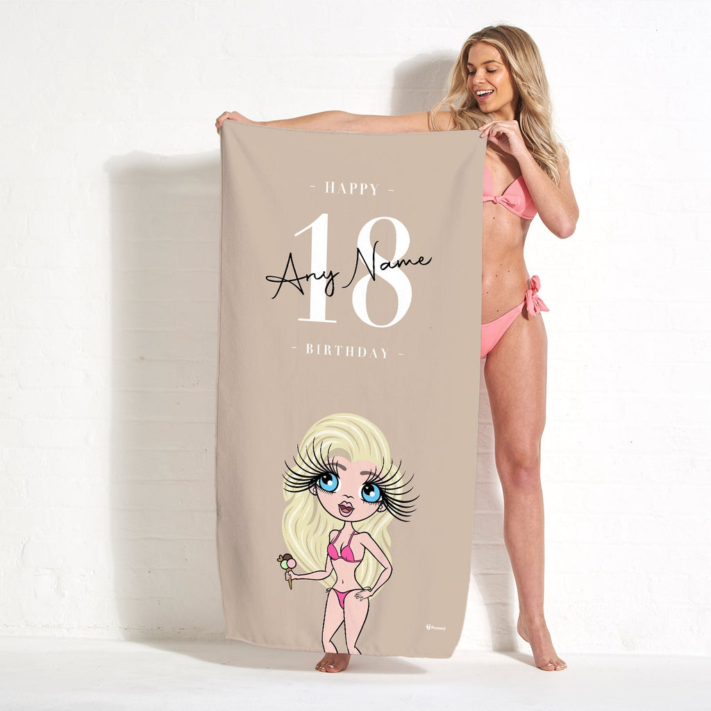 Womens Personalized Custom Age Birthday Beach Towel