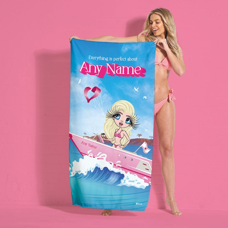 ClaireaBella Personalized Pink Pleasure Cruise Beach Towel - Image 2