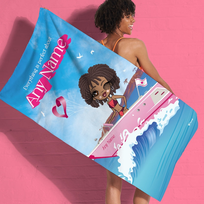 Womens Personalized Pink Pleasure Cruise Beach Towel