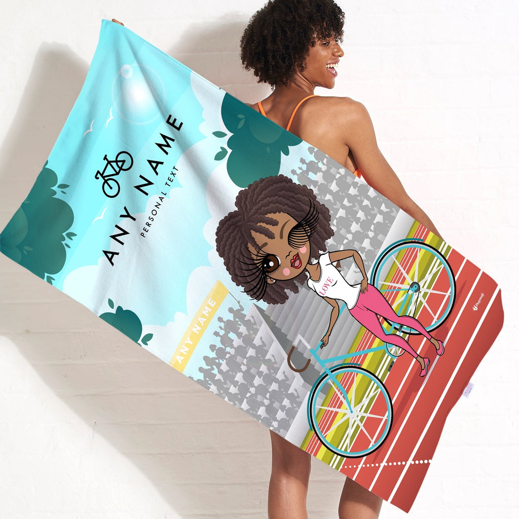 Womens Personalized Cyclist Beach Towel