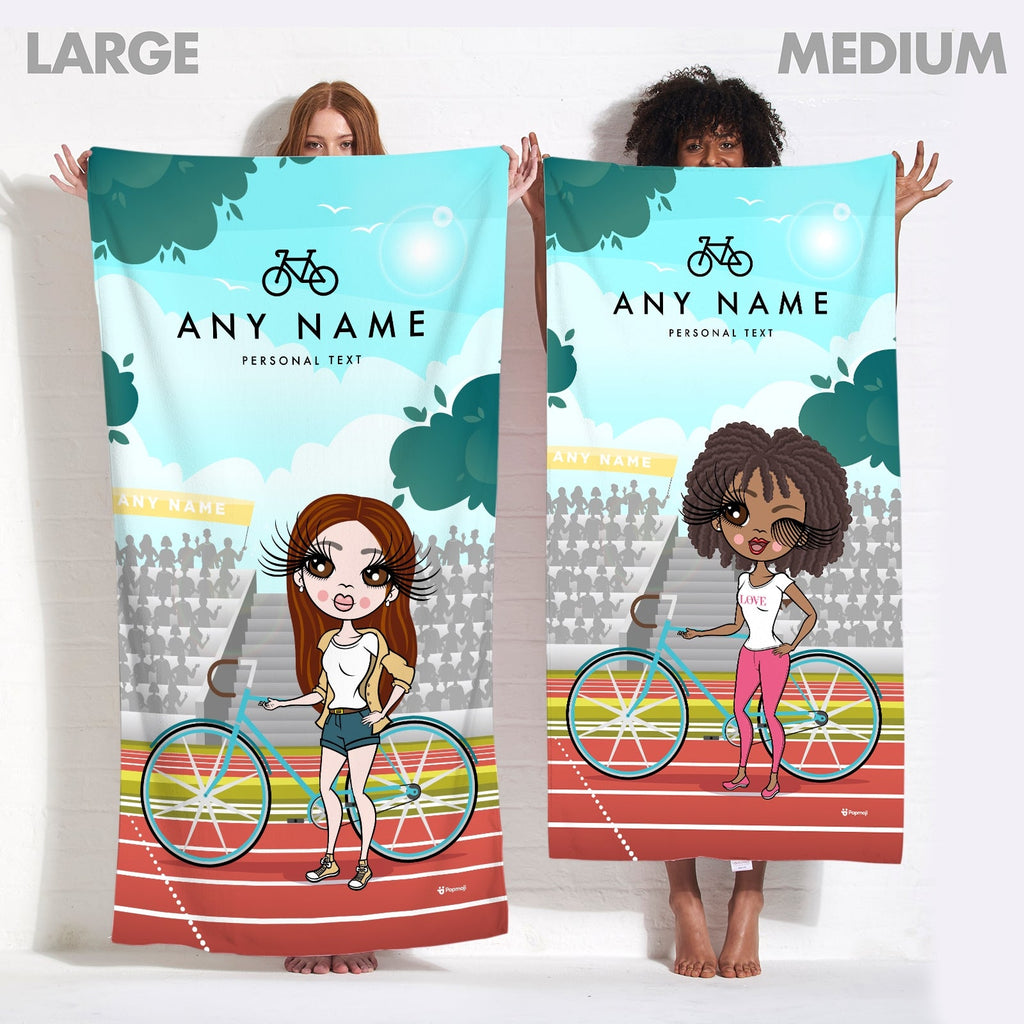 Womens Personalized Cyclist Beach Towel