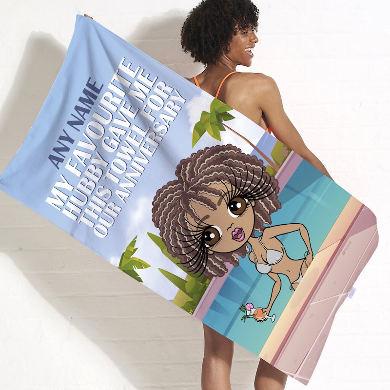 Womens Personalized Favourite Hubby Anniversary Beach Towel