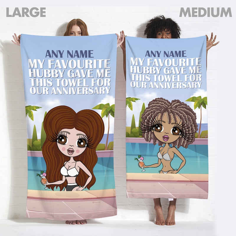 Womens Personalized Favourite Hubby Anniversary Beach Towel