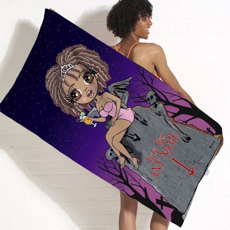 Womens Personalized Ghostly Grave Beach Towel