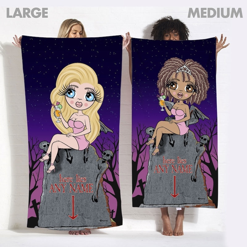 Womens Personalized Ghostly Grave Beach Towel