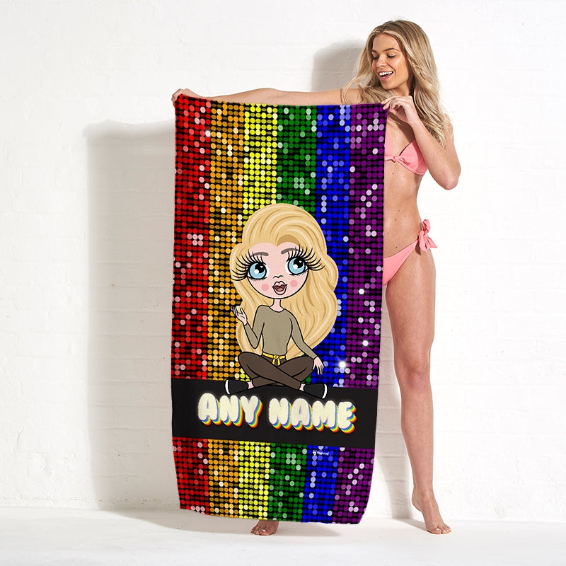 ClaireaBella Glitter Pride Flag Beach Towel - Image 2