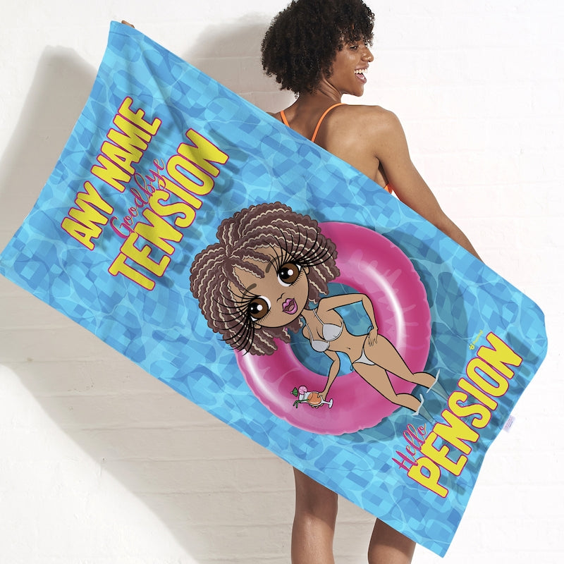 Womens Personalized Goodbye Tension Hello Pension Beach Towel