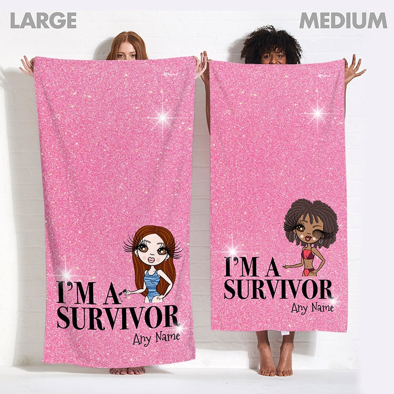 Womens Personalized I'm A Survivor Beach Towel