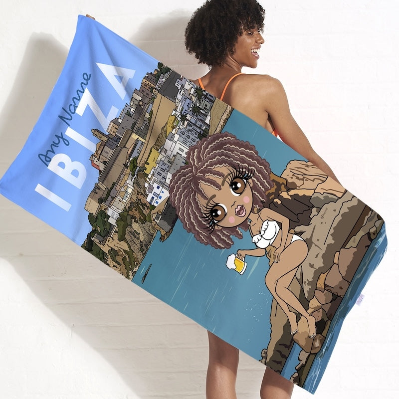 Womens Personalized Ibiza Town Beach Towel - Image 1