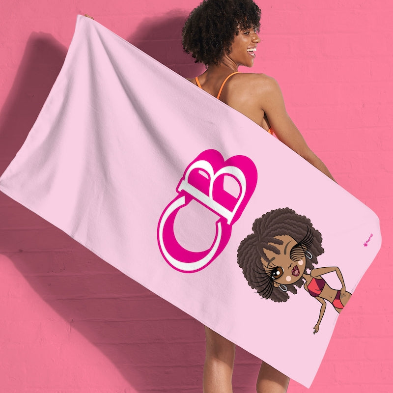 Womens Personalized Pink Initials Beach Towel