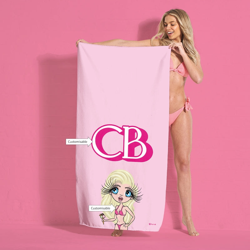 ClaireaBella Personalized Pink Initials Beach Towel - Image 5