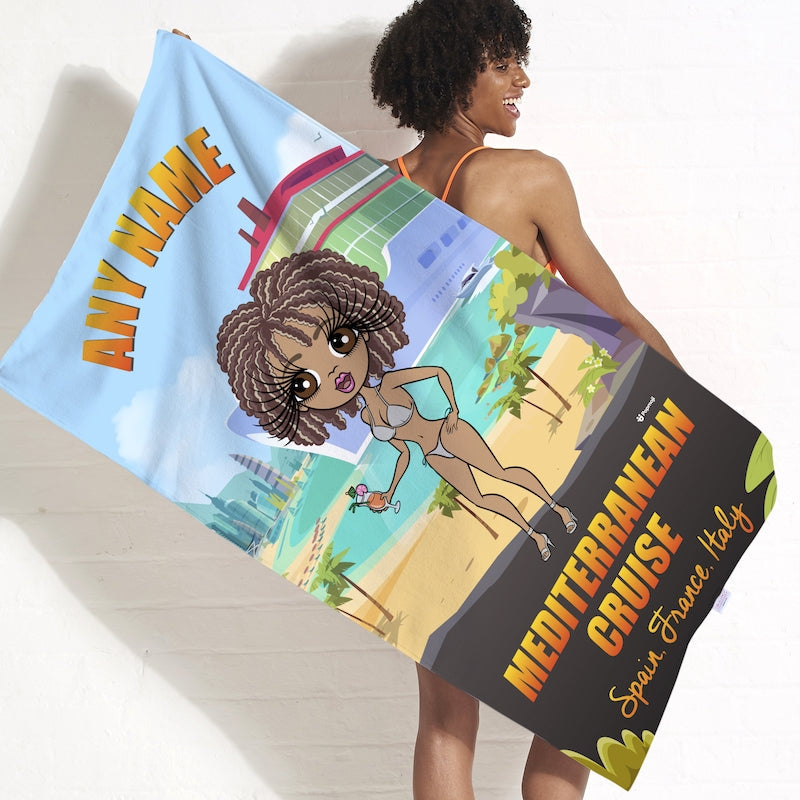 Womens Personalized Mediterranean Cruise Beach Towel