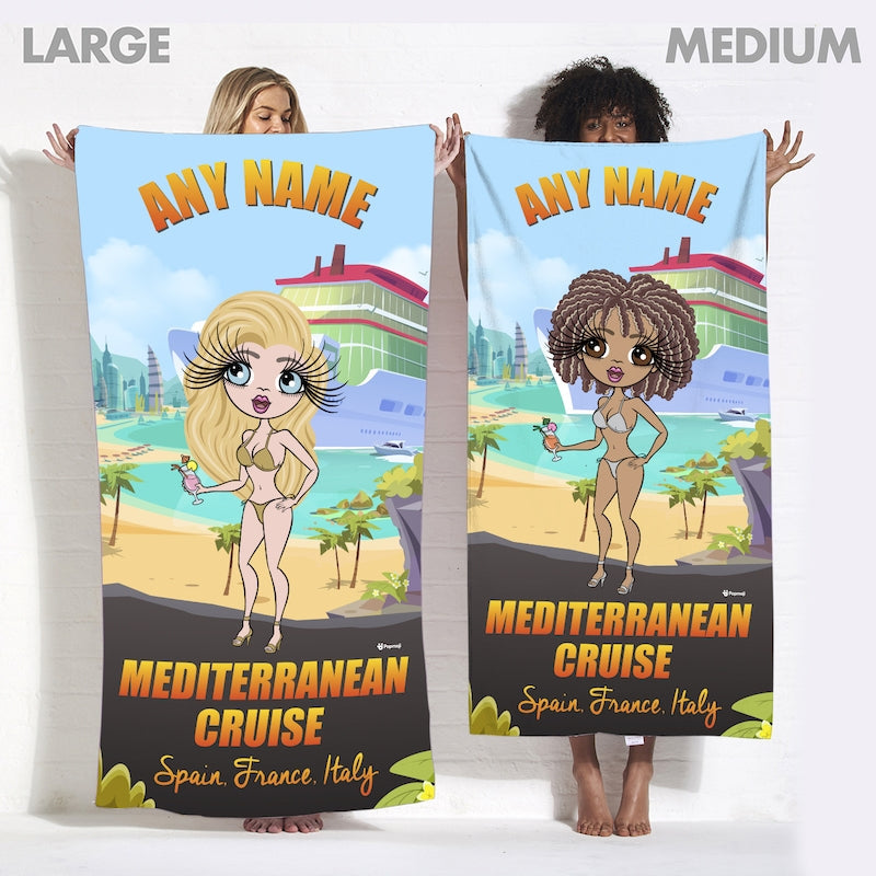 Womens Personalized Mediterranean Cruise Beach Towel