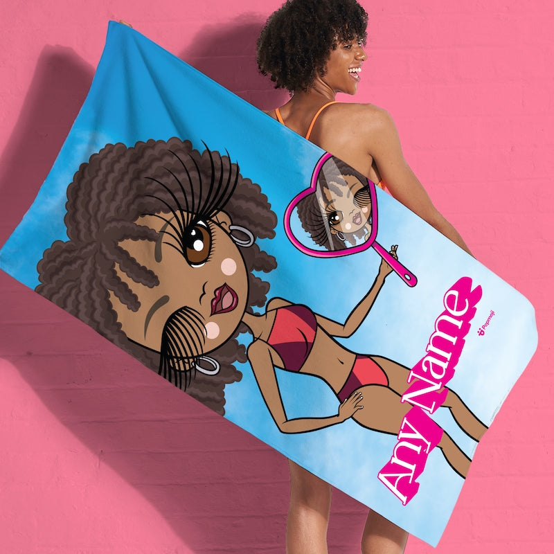 Womens Personalized Pink Poser Beach Towel