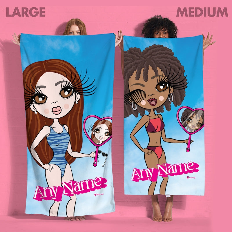 Womens Personalized Pink Poser Beach Towel