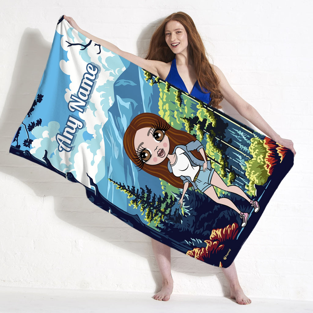 Womens Personalized Mountains Beach Towel - Image 1