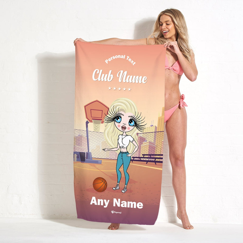 Womens Personalized Netball Court Beach Towel