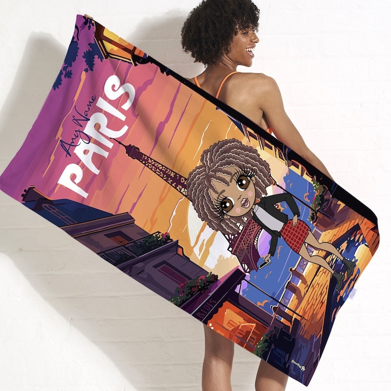 Womens Personalized Parisian Sunset Beach Towel - Image 1