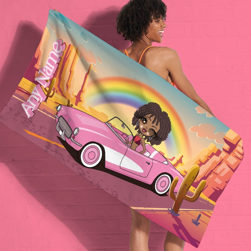 Womens Personalized Pink Car Beach Towel