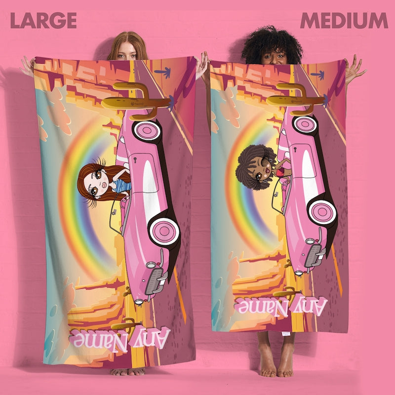 Womens Personalized Pink Car Beach Towel