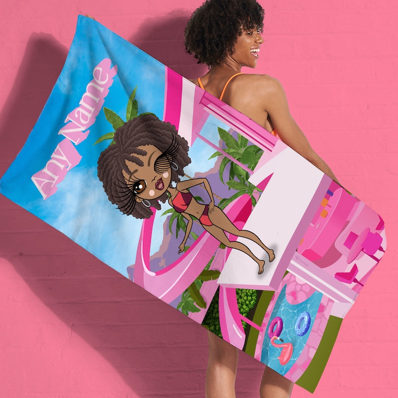 Womens Personalized Pink Palace Beach Towel