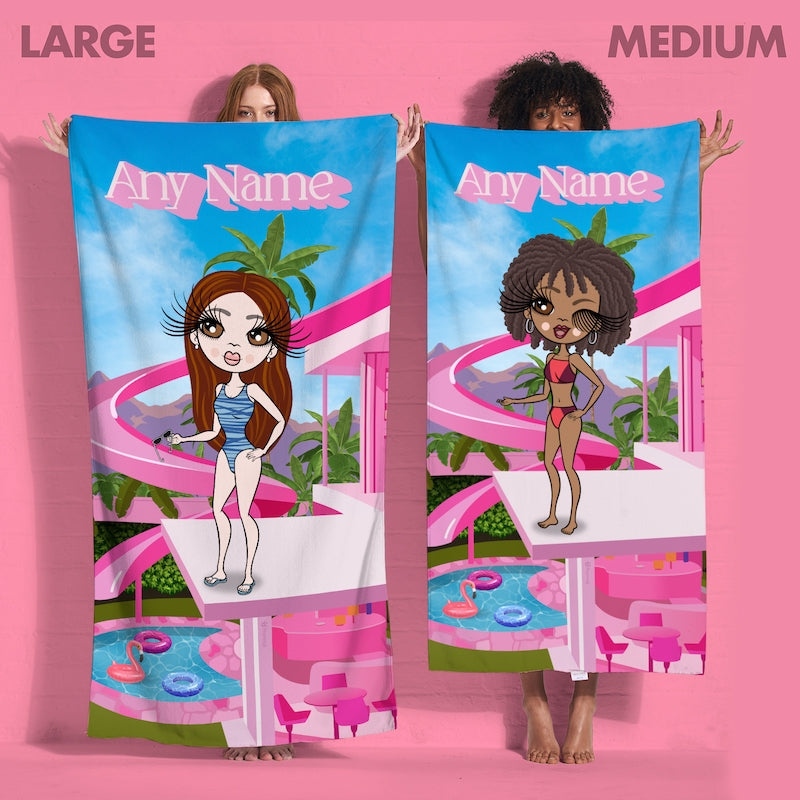 Womens Personalized Pink Palace Beach Towel