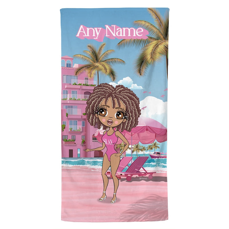 Womens Personalized Pink Seaside Beach Towel