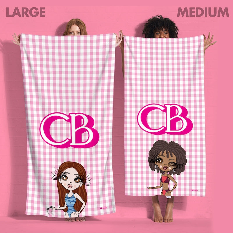 ClaireaBella Personalized Pink Tartan Beach Towel - Image 5