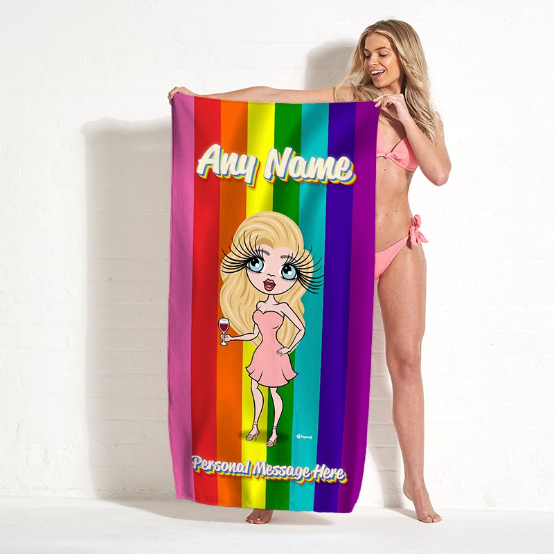 Womens Personalized Pride Flag Beach Towel
