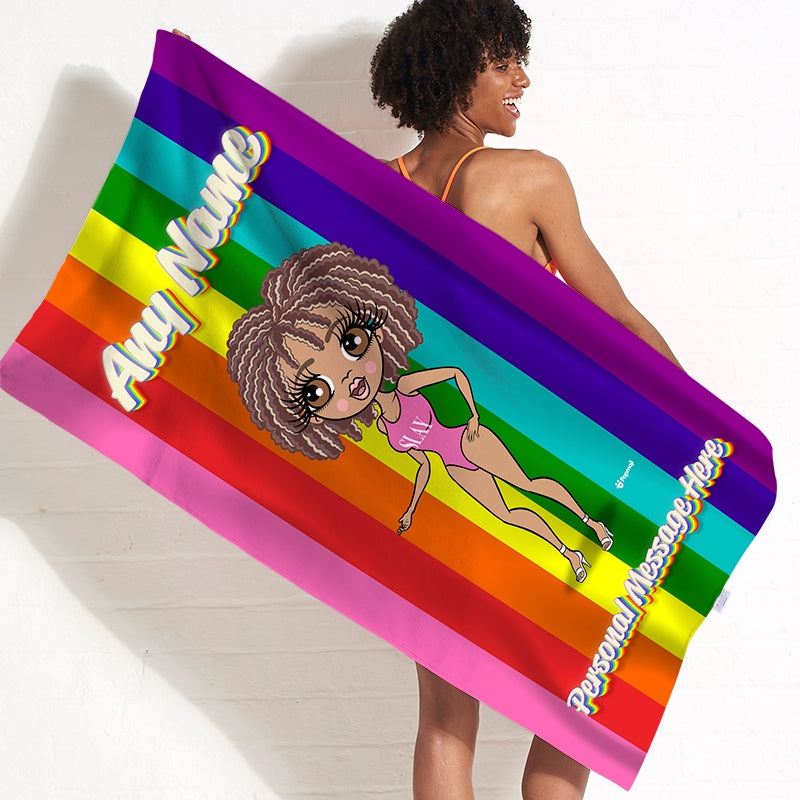 Womens Personalized Pride Flag Beach Towel