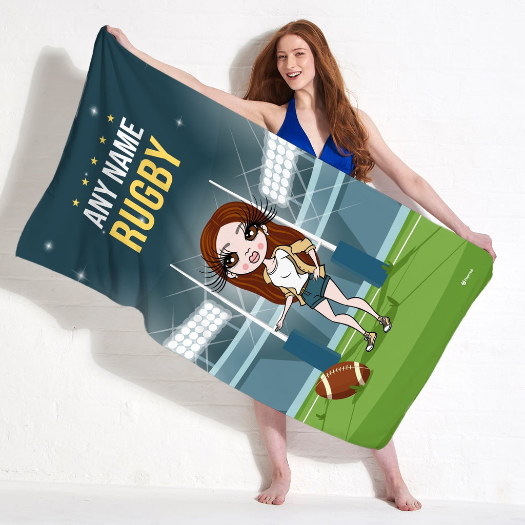 Womens Personalized Rugby Beach Towel