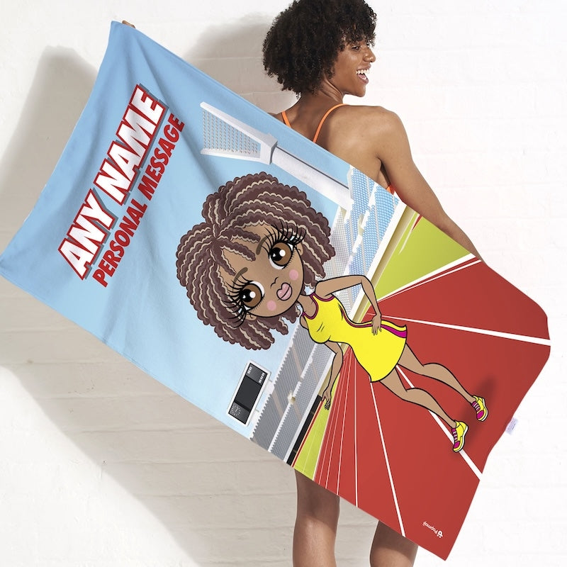 Womens Personalized Running Track Beach Towel - Image 2