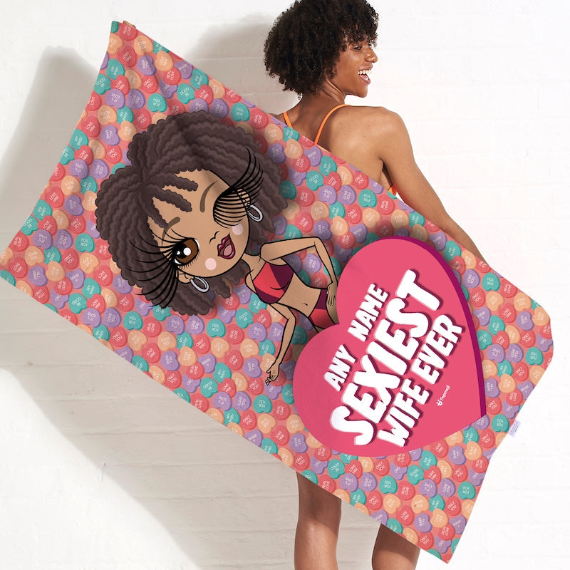 Womens Personalized Sexiest Wife Beach Towel