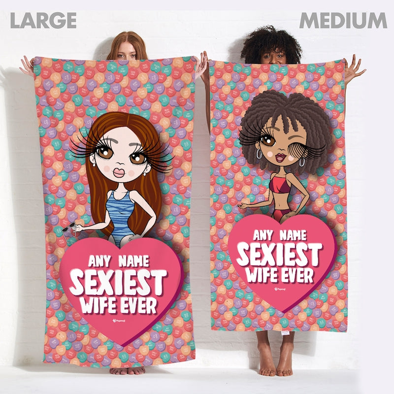 Womens Personalized Sexiest Wife Beach Towel